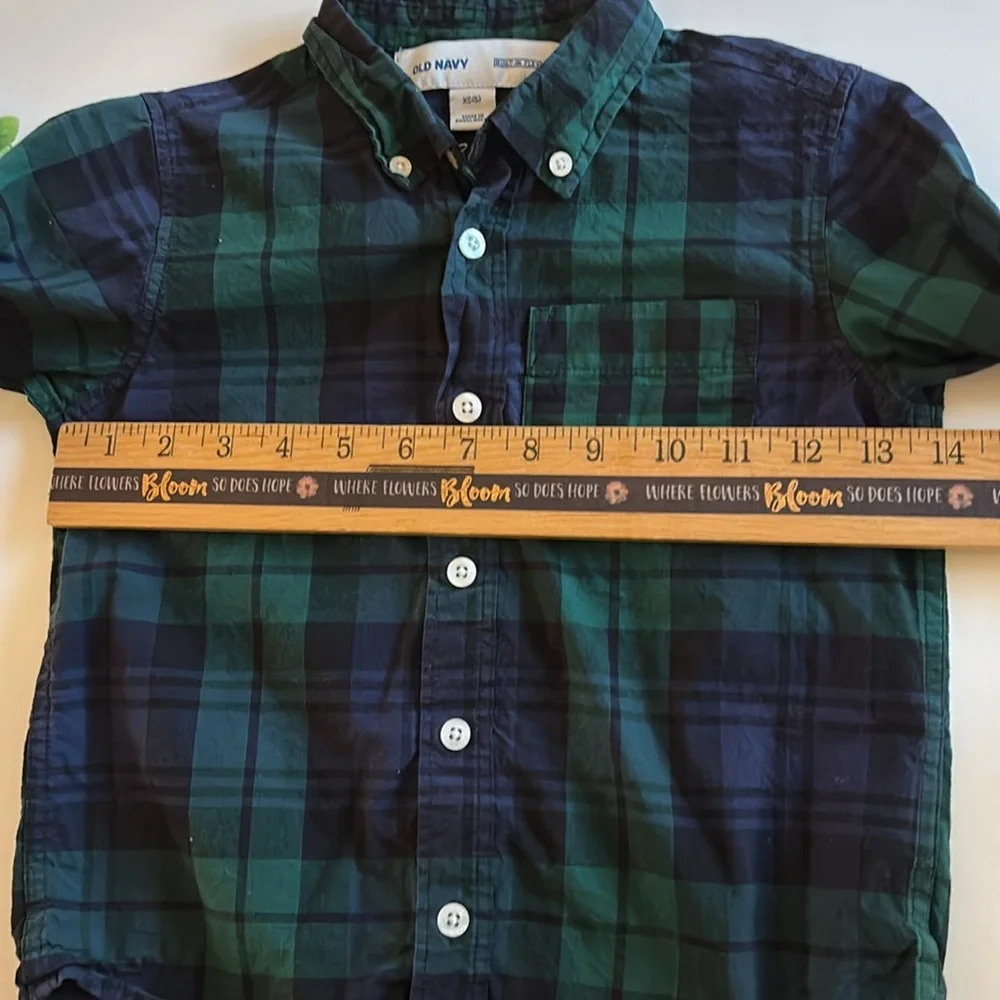 Green Plaid Poplin Shirt For Boys XS BLUE GREEN PLAID Christmas Shirt